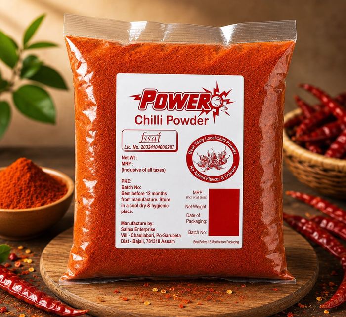 Pure Assam chilly powder, sun-dried and ground with no chemicals